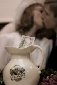 Our kissing jar helped with honeymoon expenses. A friend gave $50 for a BIG kiss!